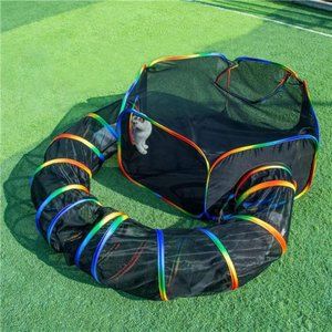 Outdoor Rainbow Cat Enclosures, Portable Cat Tent, Circle Cat Tunnel